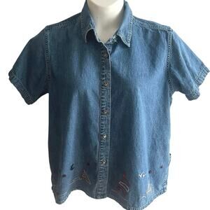 Christopher & Banks Blue Denim Blouse